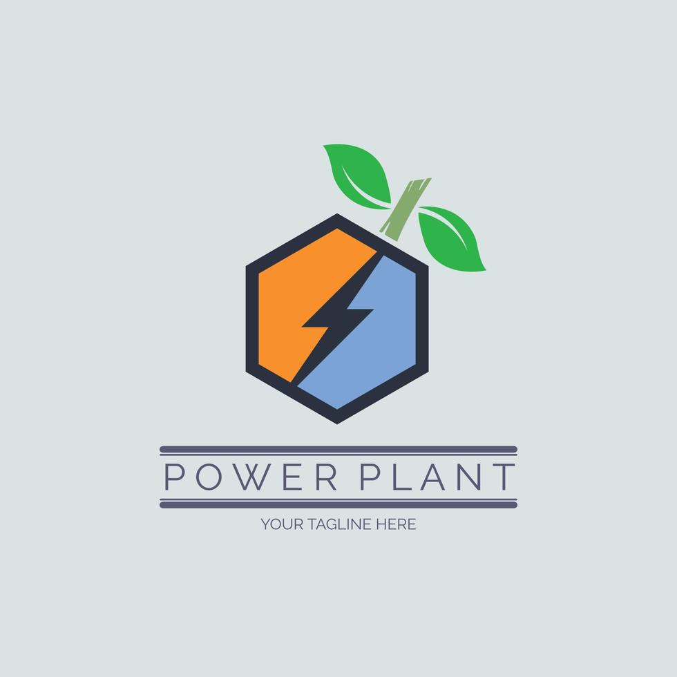 diseño de plantilla de logotipo hexagonal de planta de energía para marca o empresa y otros vector