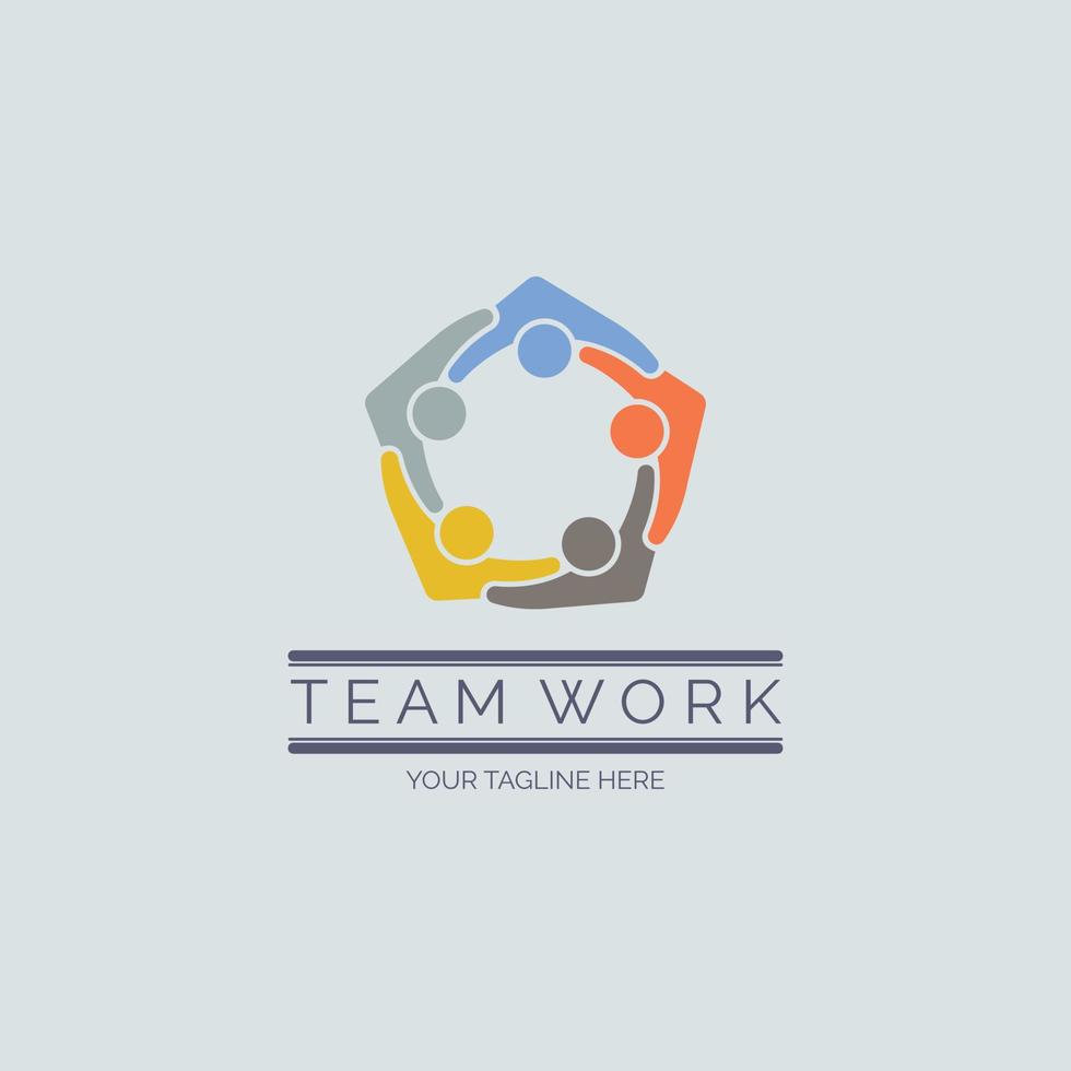 people team work connection logo design template for brand or company and other vector