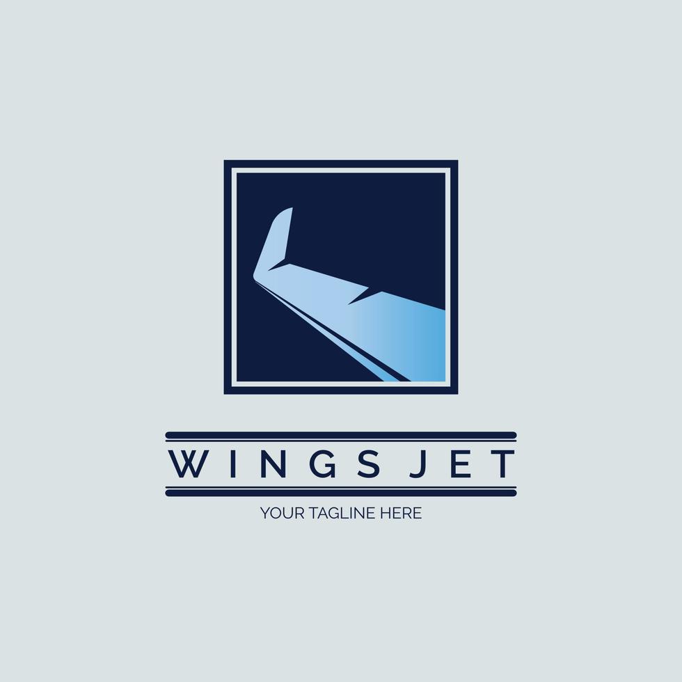 wings jet plane airline logo design template for brand or company and other vector