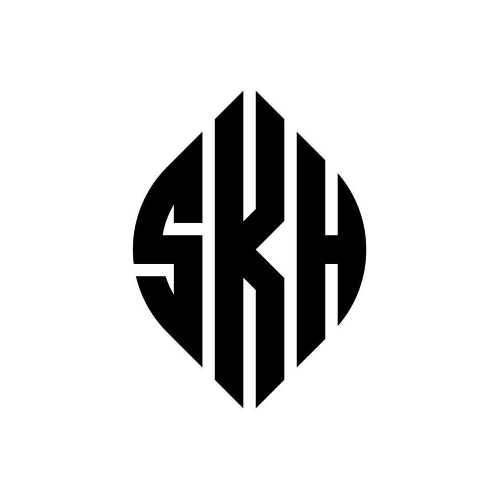 diseño de logotipo de letra de círculo skh con forma de círculo y elipse. letras de elipse skh con estilo tipográfico. las tres iniciales forman un logo circular. vector de marca de letra de monograma abstracto del emblema del círculo skh.