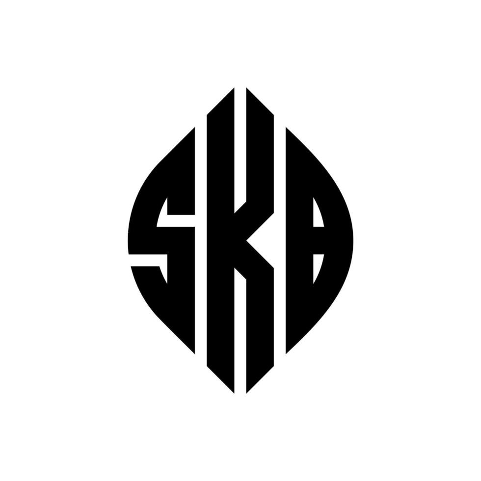 Diseño de logotipo de letra circular skb con forma de círculo y elipse. letras elipses skb con estilo tipográfico. las tres iniciales forman un logo circular. vector de marca de letra de monograma abstracto del emblema del círculo skb.