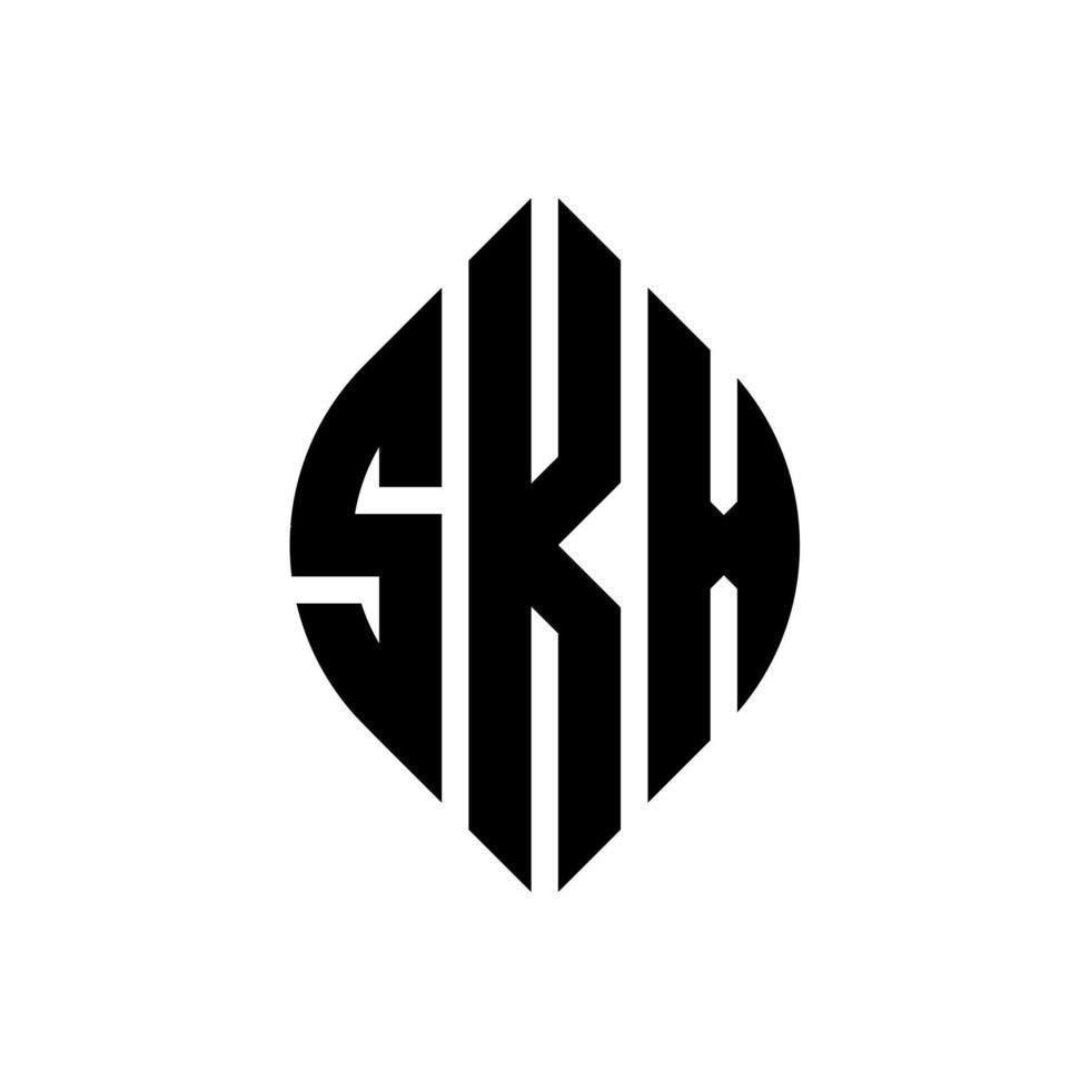 Diseño de logotipo de letra circular skx con forma de círculo y elipse. letras elipses skx con estilo tipográfico. las tres iniciales forman un logo circular. vector de marca de letra de monograma abstracto del emblema del círculo skx.