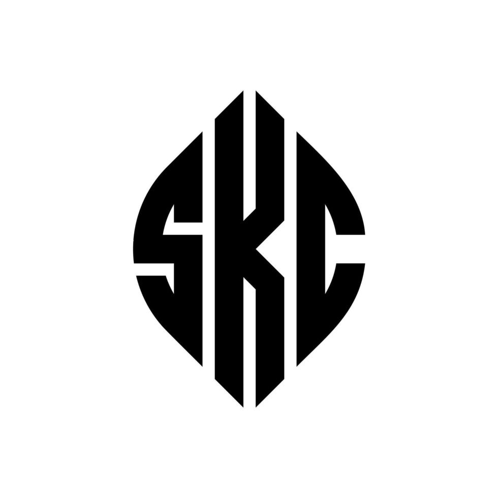 SKC circle letter logo design with circle and ellipse shape. SKC ellipse letters with typographic style. The three initials form a circle logo. SKC Circle Emblem Abstract Monogram Letter Mark Vector. vector