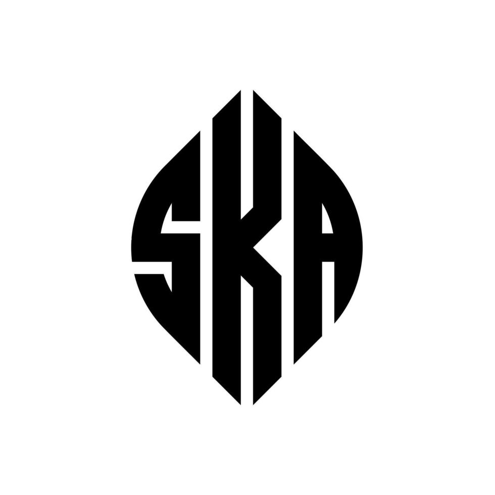 diseño de logotipo de letra de círculo ska con forma de círculo y elipse. letras de elipse ska con estilo tipográfico. las tres iniciales forman un logo circular. vector de marca de letra de monograma abstracto del emblema del círculo ska.