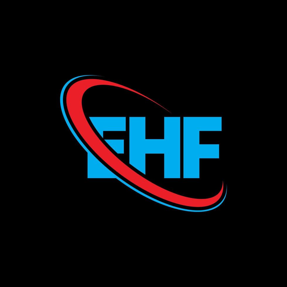 logotipo de la ef. letra eff. diseño del logotipo de la letra ehf. logotipo de iniciales ehf vinculado con círculo y logotipo de monograma en mayúsculas. tipografía ehf para tecnología, negocios y marca inmobiliaria. vector