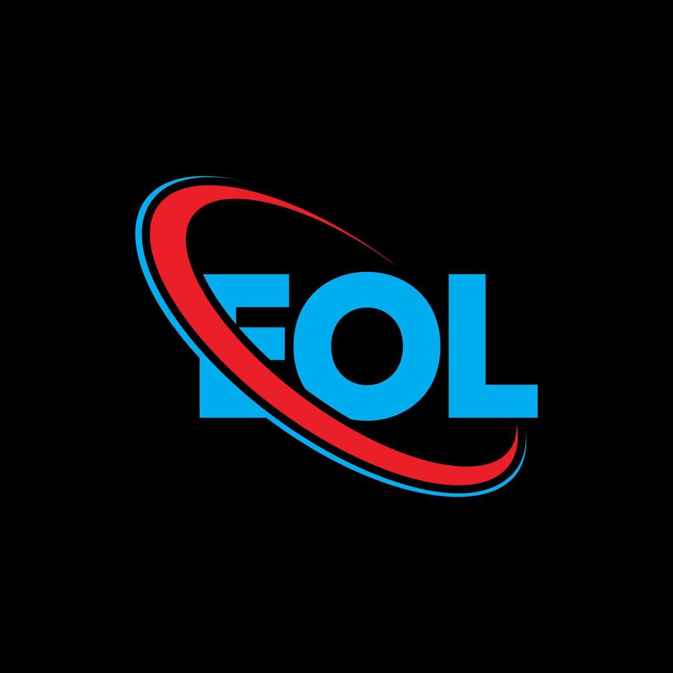 logotipo de eol. letra eol. diseño del logotipo de la letra eol. logotipo de iniciales eol vinculado con círculo y logotipo de monograma en mayúsculas. tipografía eol para tecnología, negocios y marca inmobiliaria. vector