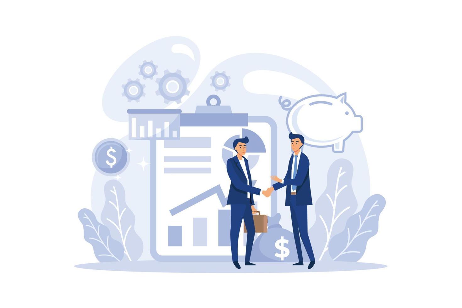 Diversity handshake vector illustration. two businessmen shaking hands on agreement and business