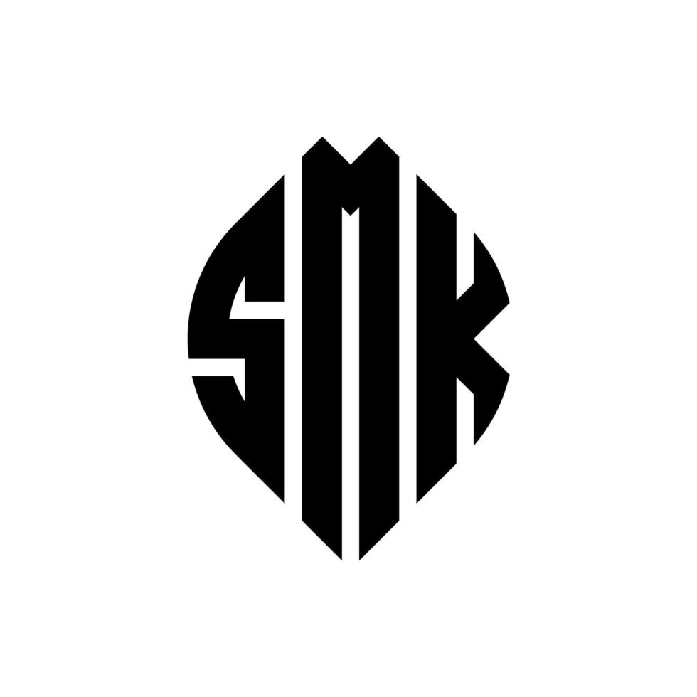 diseño de logotipo de letra de círculo smk con forma de círculo y elipse. smk letras elipses con estilo tipográfico. las tres iniciales forman un logo circular. vector de marca de letra de monograma abstracto del emblema del círculo smk.