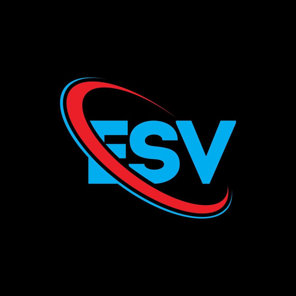 logotipo de esv. letra esv. diseño del logotipo de la letra esv. logotipo de iniciales esv vinculado con círculo y logotipo de monograma en mayúsculas. tipografía esv para tecnología, negocios y marca inmobiliaria. vector