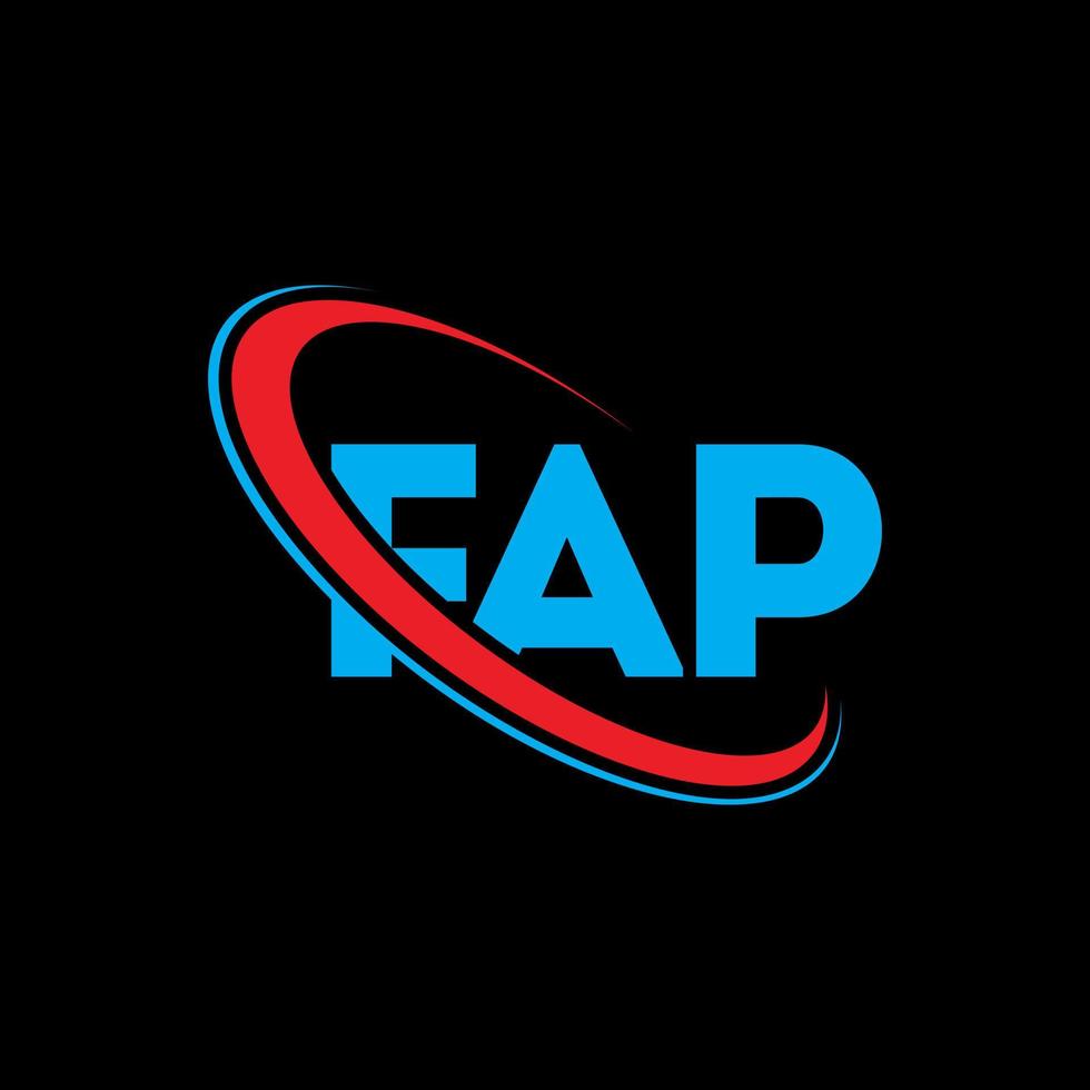 logotipo de fap. carta fap. diseño de logotipo de letra fap. logotipo de iniciales fap vinculado con círculo y logotipo de monograma en mayúsculas. tipografía fap para tecnología, negocios y marca inmobiliaria. vector