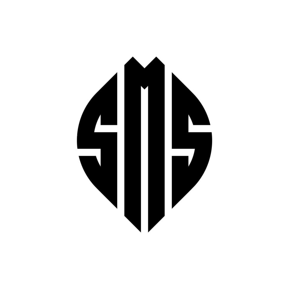 SMS circle letter logo design with circle and ellipse shape. SMS ellipse letters with typographic style. The three initials form a circle logo. SMS Circle Emblem Abstract Monogram Letter Mark Vector. vector