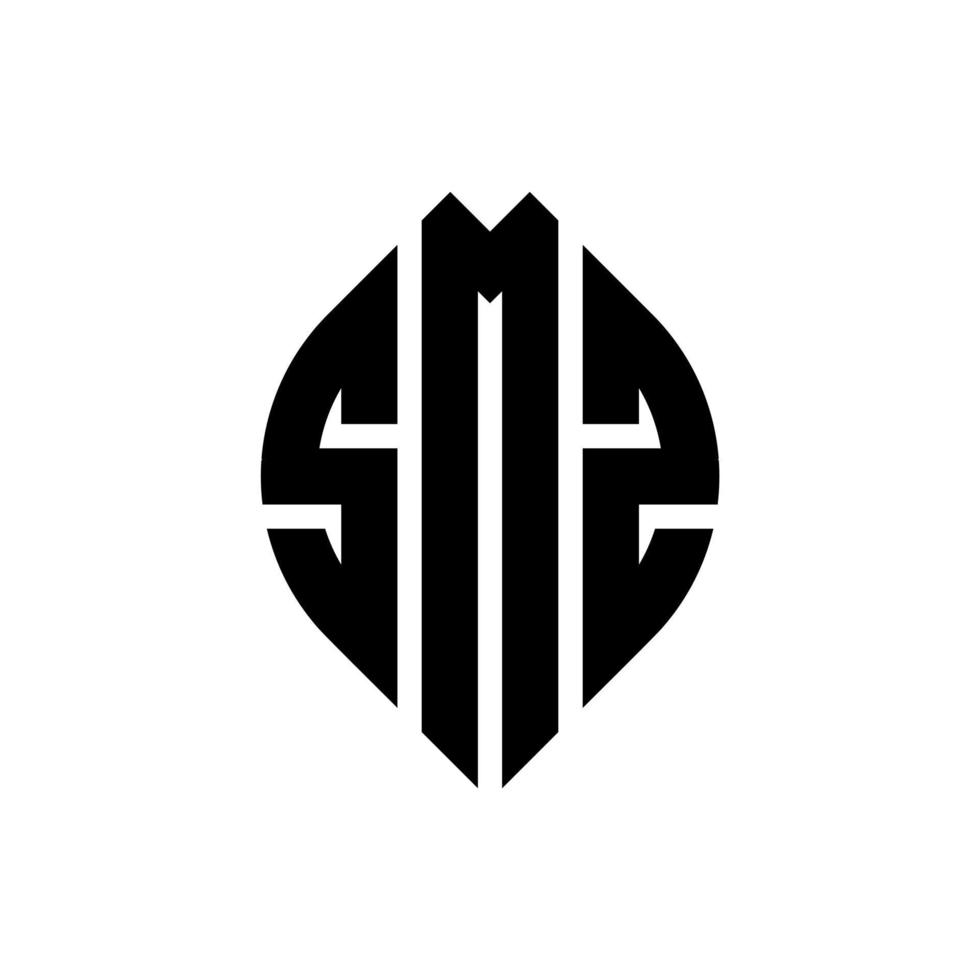 SMZ circle letter logo design with circle and ellipse shape. SMZ ellipse letters with typographic style. The three initials form a circle logo. SMZ Circle Emblem Abstract Monogram Letter Mark Vector. vector