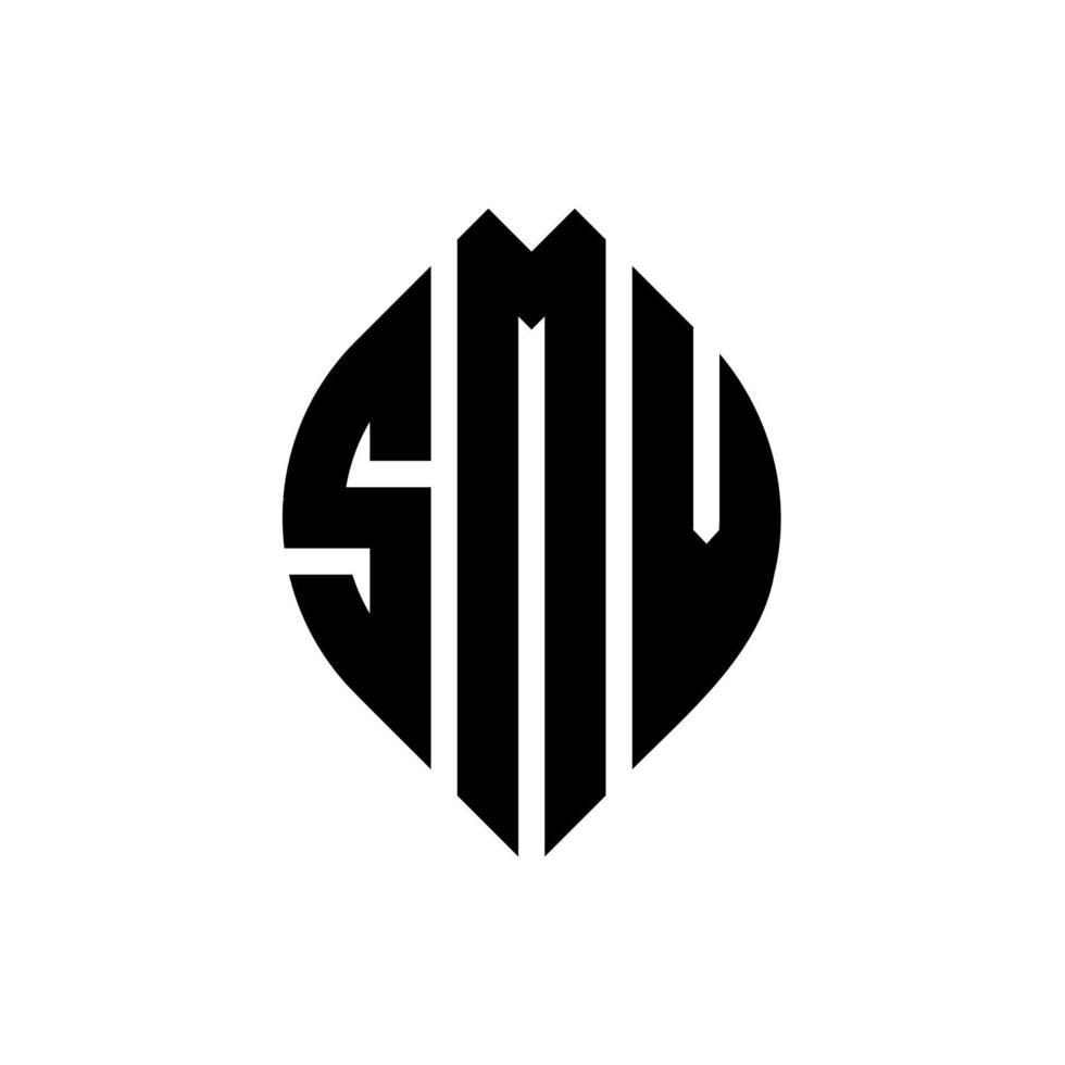 diseño de logotipo de letra de círculo smv con forma de círculo y elipse. letras elipses smv con estilo tipográfico. las tres iniciales forman un logo circular. vector de marca de letra de monograma abstracto del emblema del círculo smv.