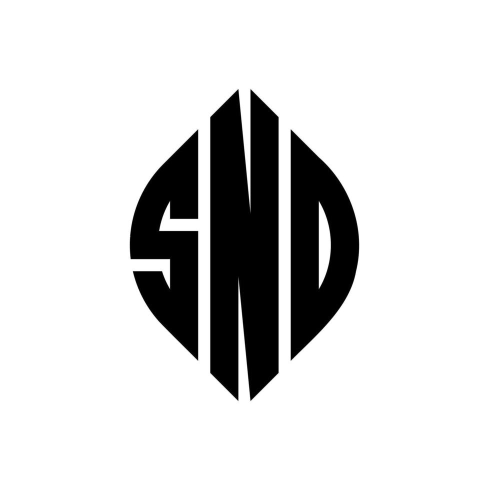 diseño de logotipo de letra de círculo snd con forma de círculo y elipse. snd letras elipses con estilo tipográfico. las tres iniciales forman un logo circular. vector de marca de letra de monograma abstracto de emblema de círculo snd.