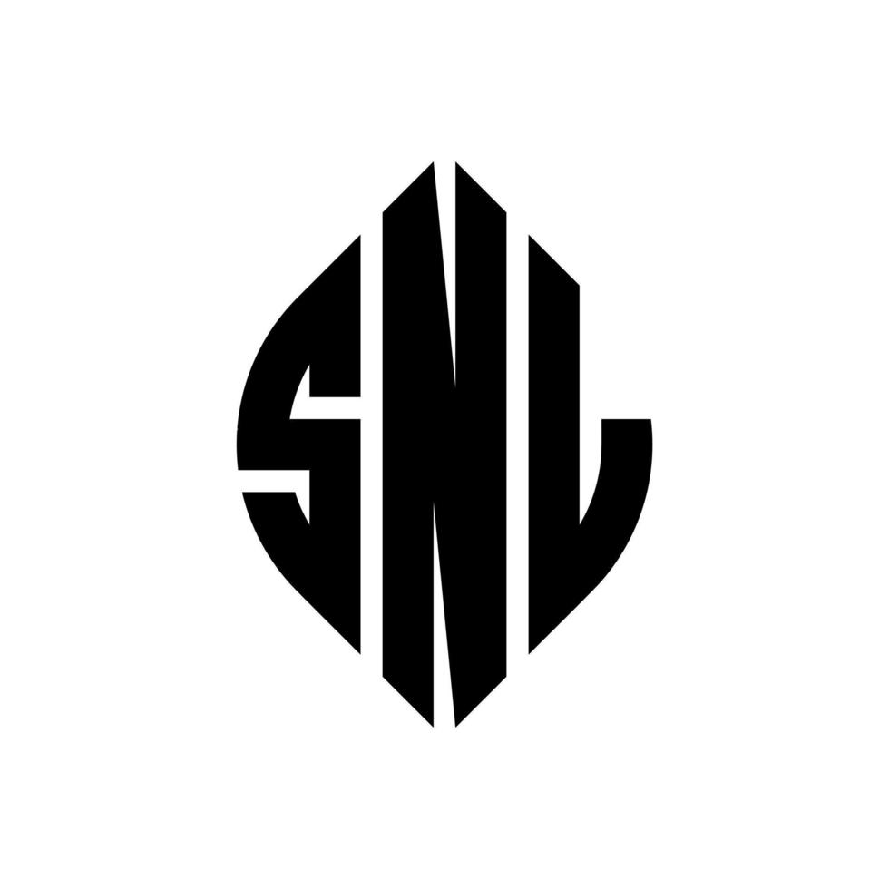 SNL circle letter logo design with circle and ellipse shape. SNL ellipse letters with typographic style. The three initials form a circle logo. SNL Circle Emblem Abstract Monogram Letter Mark Vector. vector