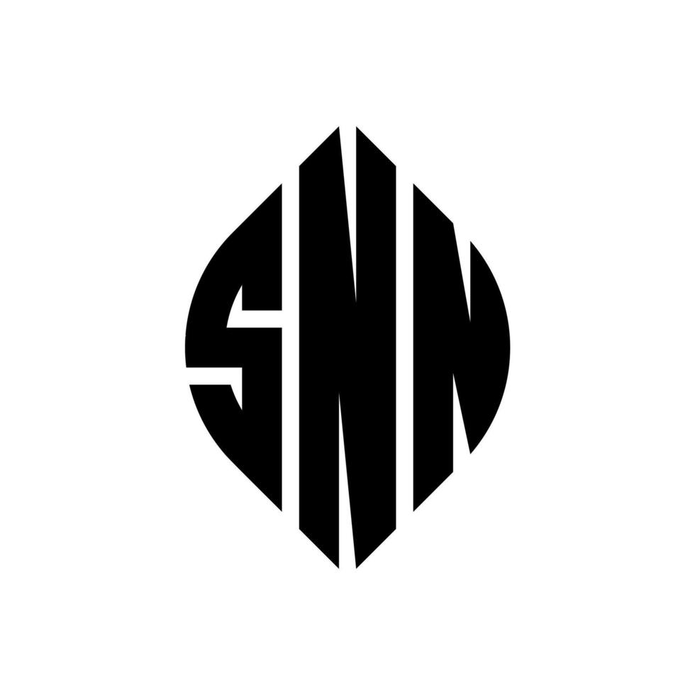SNN circle letter logo design with circle and ellipse shape. SNN ellipse letters with typographic style. The three initials form a circle logo. SNN Circle Emblem Abstract Monogram Letter Mark Vector. vector