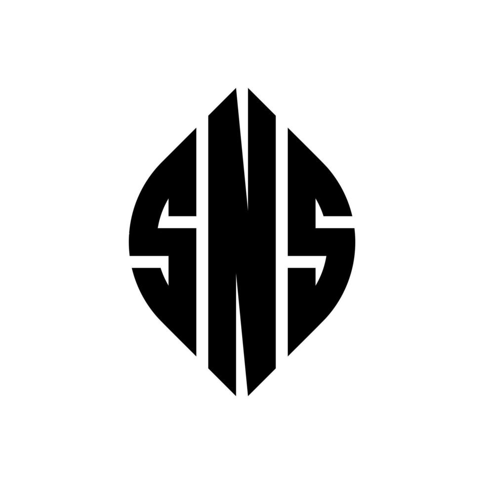 SNS circle letter logo design with circle and ellipse shape. SNS ellipse letters with typographic style. The three initials form a circle logo. SNS Circle Emblem Abstract Monogram Letter Mark Vector. vector