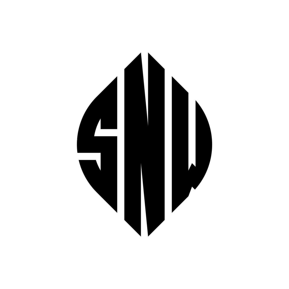 diseño de logotipo de letra de círculo snw con forma de círculo y elipse. snw letras elipses con estilo tipográfico. las tres iniciales forman un logo circular. snw círculo emblema resumen monograma letra marca vector. vector
