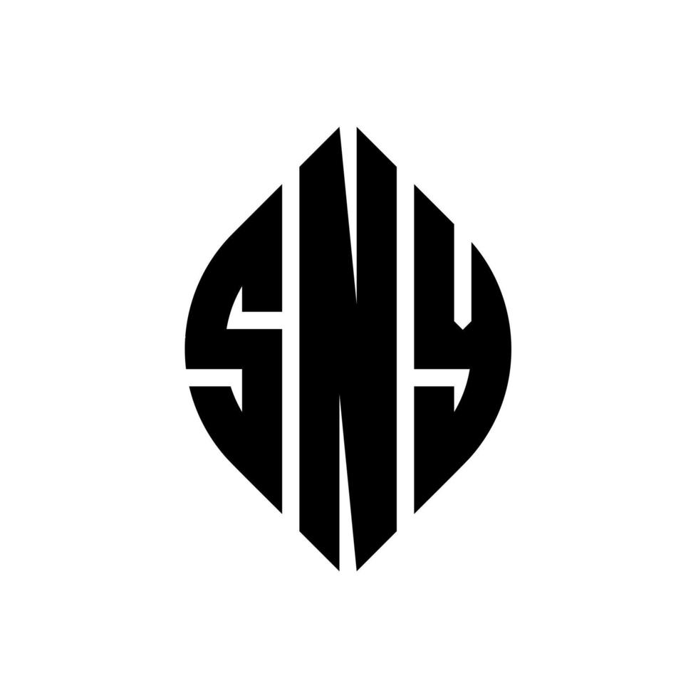 SNY circle letter logo design with circle and ellipse shape. SNY ellipse letters with typographic style. The three initials form a circle logo. SNY Circle Emblem Abstract Monogram Letter Mark Vector. vector