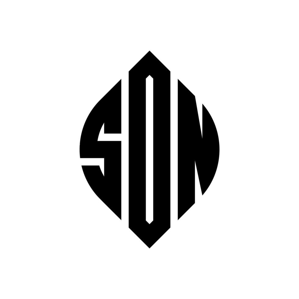 SON circle letter logo design with circle and ellipse shape. SON ellipse letters with typographic style. The three initials form a circle logo. SON Circle Emblem Abstract Monogram Letter Mark Vector. vector