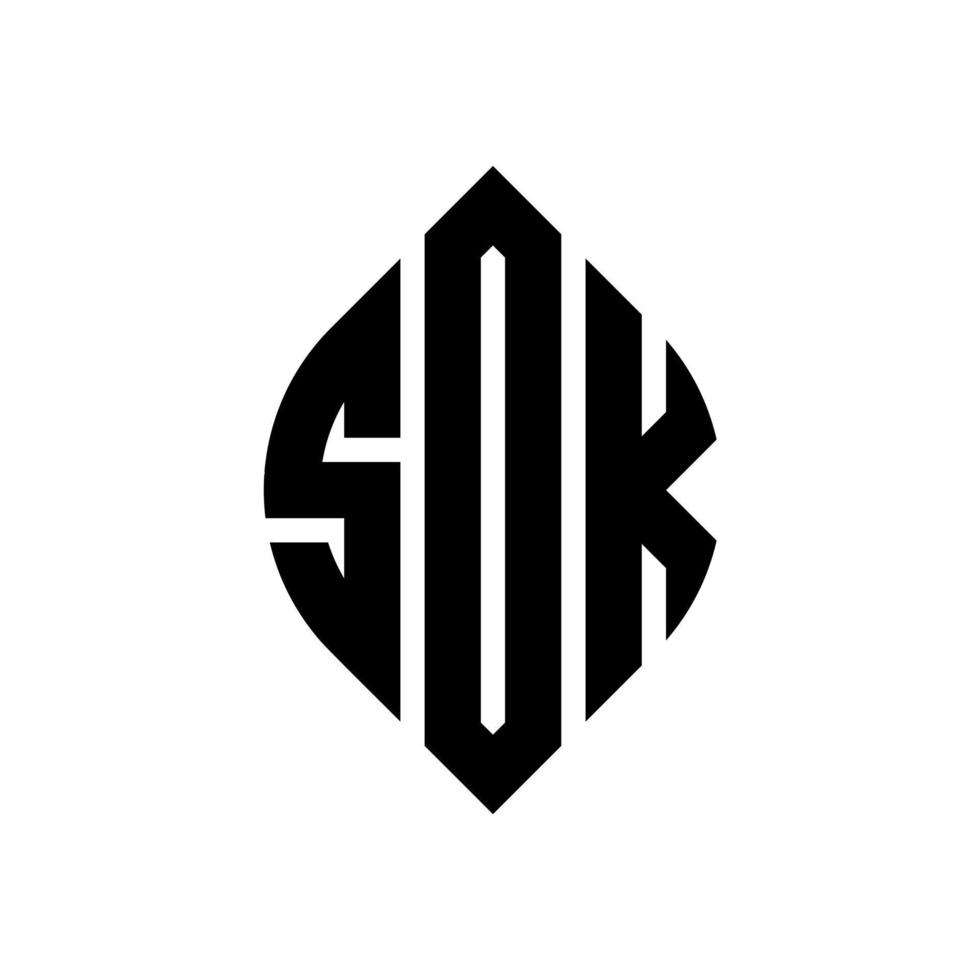 SOK circle letter logo design with circle and ellipse shape. SOK ellipse letters with typographic style. The three initials form a circle logo. SOK Circle Emblem Abstract Monogram Letter Mark Vector. vector