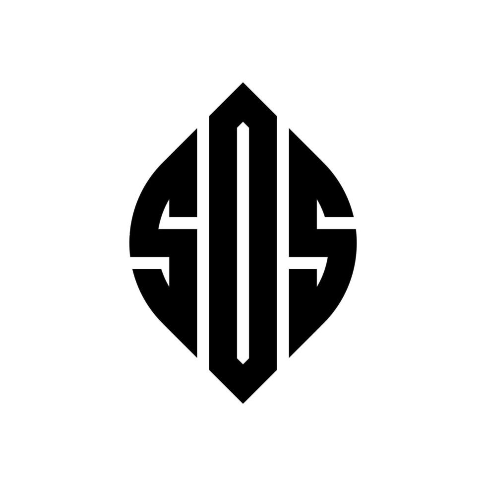 SOS circle letter logo design with circle and ellipse shape. SOS ellipse letters with typographic style. The three initials form a circle logo. SOS Circle Emblem Abstract Monogram Letter Mark Vector. vector