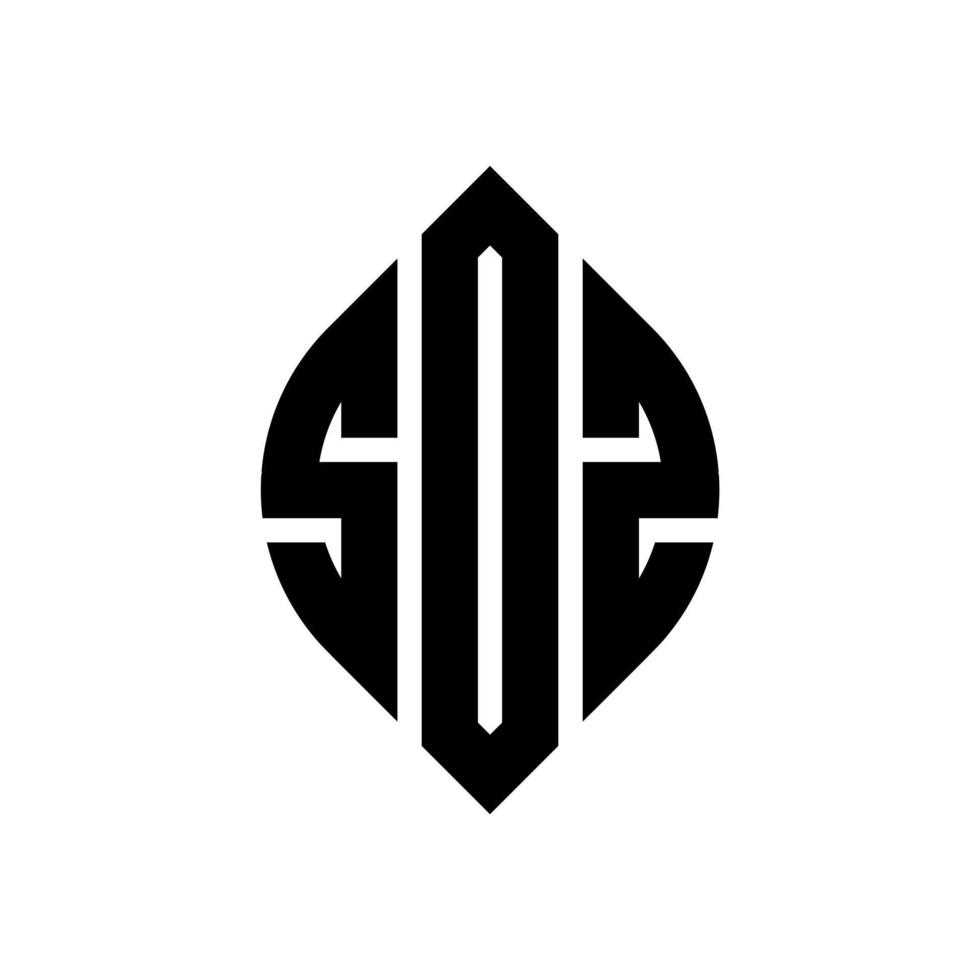 SOZ circle letter logo design with circle and ellipse shape. SOZ ellipse letters with typographic style. The three initials form a circle logo. SOZ Circle Emblem Abstract Monogram Letter Mark Vector. vector