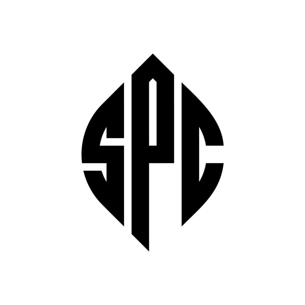 diseño de logotipo de letra de círculo spc con forma de círculo y elipse. spc letras elipses con estilo tipográfico. las tres iniciales forman un logo circular. vector de marca de letra de monograma abstracto del emblema del círculo spc.