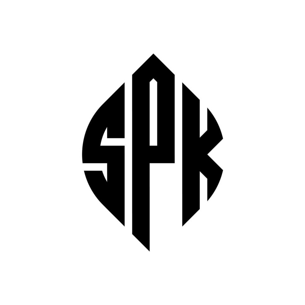 diseño de logotipo de letra de círculo spk con forma de círculo y elipse. spk letras elipses con estilo tipográfico. las tres iniciales forman un logo circular. vector de marca de letra de monograma abstracto del emblema del círculo spk.