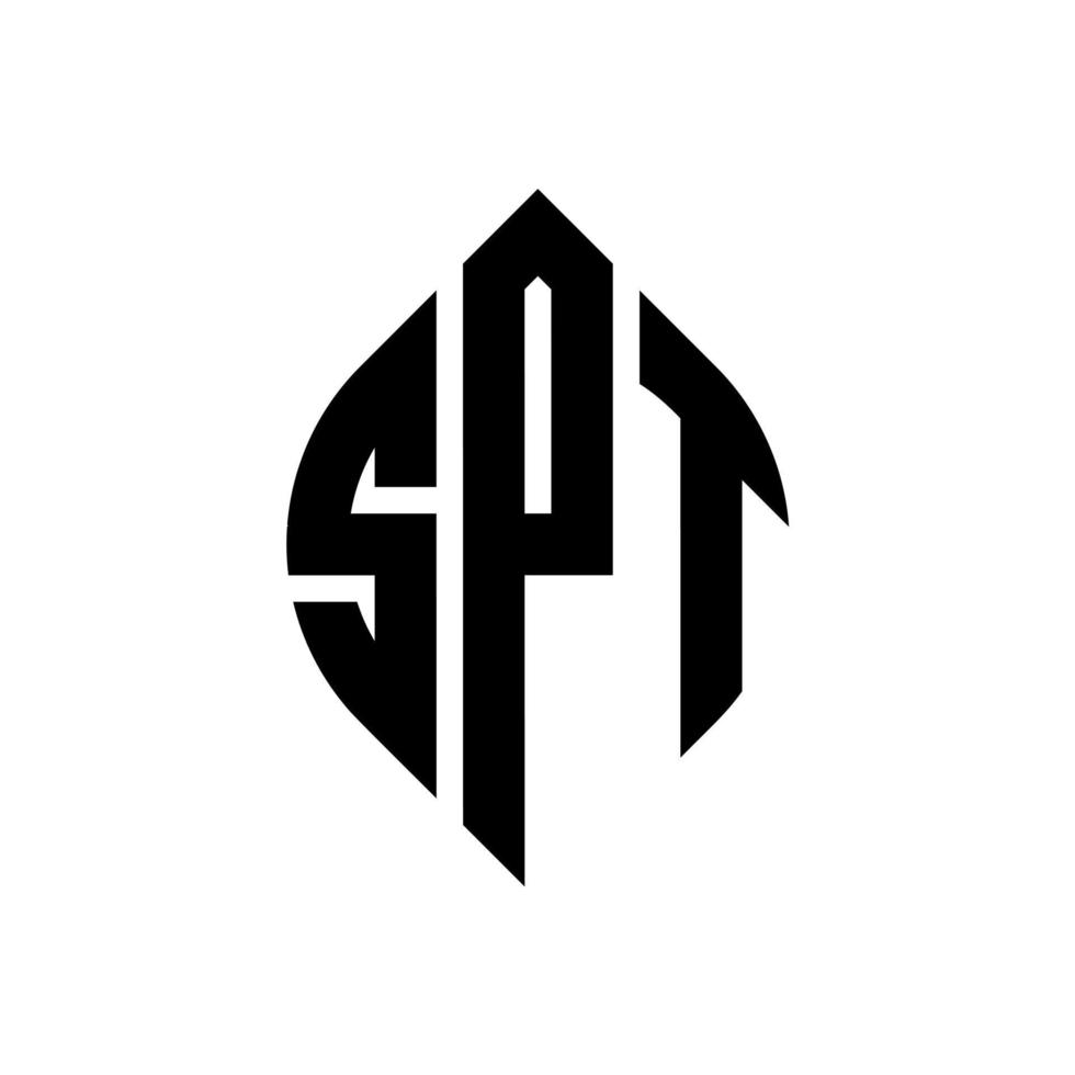 SPT circle letter logo design with circle and ellipse shape. SPT ellipse letters with typographic style. The three initials form a circle logo. SPT Circle Emblem Abstract Monogram Letter Mark Vector. vector