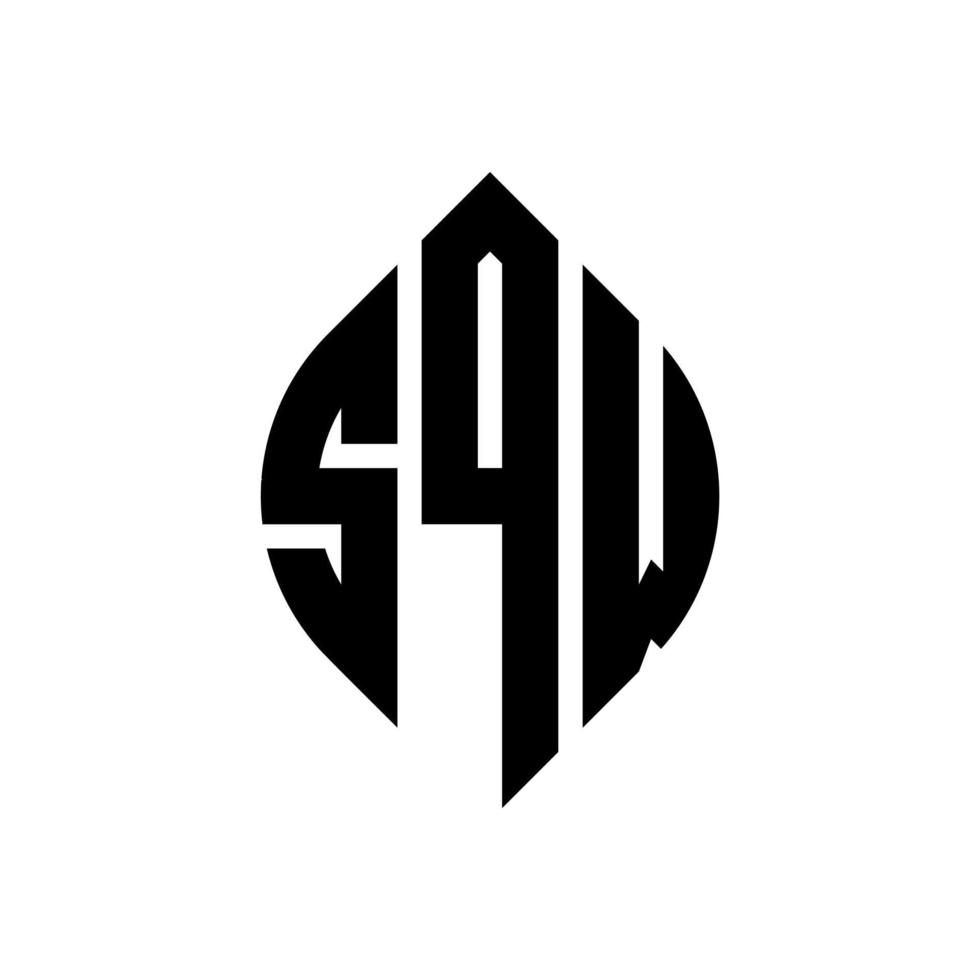 diseño de logotipo de letra de círculo sqw con forma de círculo y elipse. letras de elipse sqw con estilo tipográfico. las tres iniciales forman un logo circular. vector de marca de letra de monograma abstracto del emblema del círculo sqw.