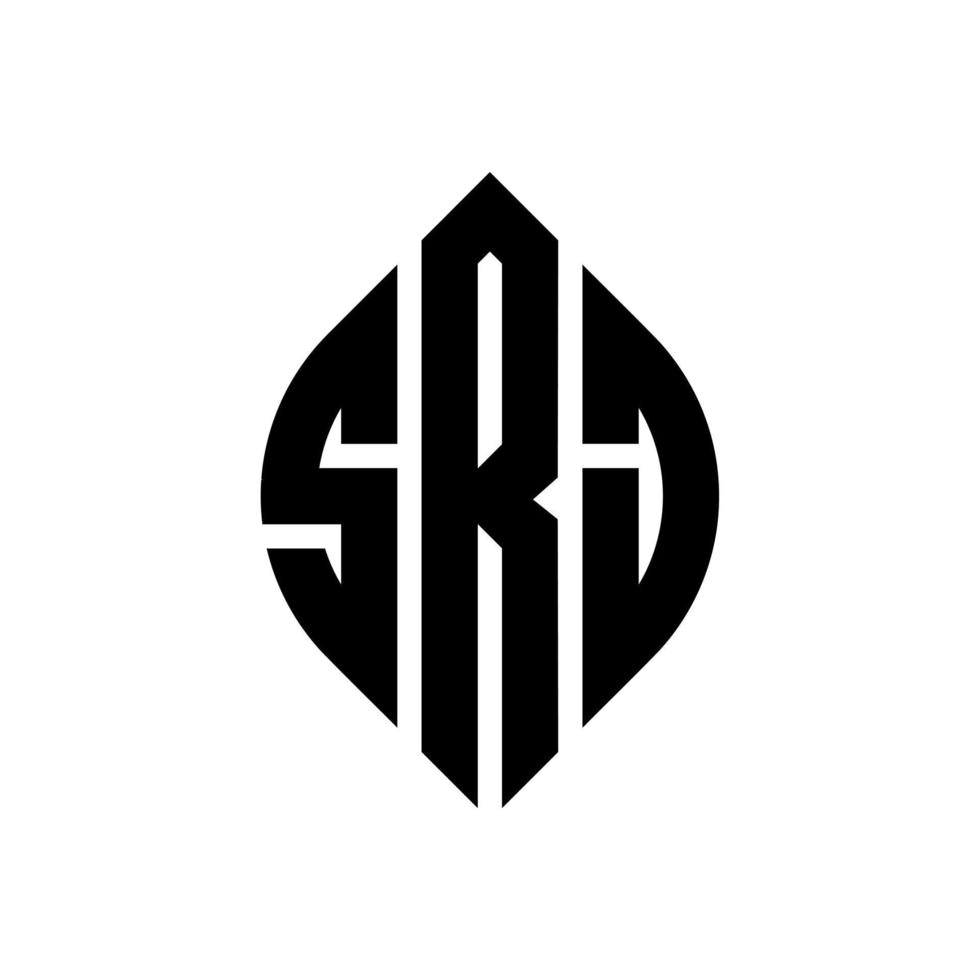 SRJ circle letter logo design with circle and ellipse shape. SRJ ellipse letters with typographic style. The three initials form a circle logo. SRJ Circle Emblem Abstract Monogram Letter Mark Vector. vector