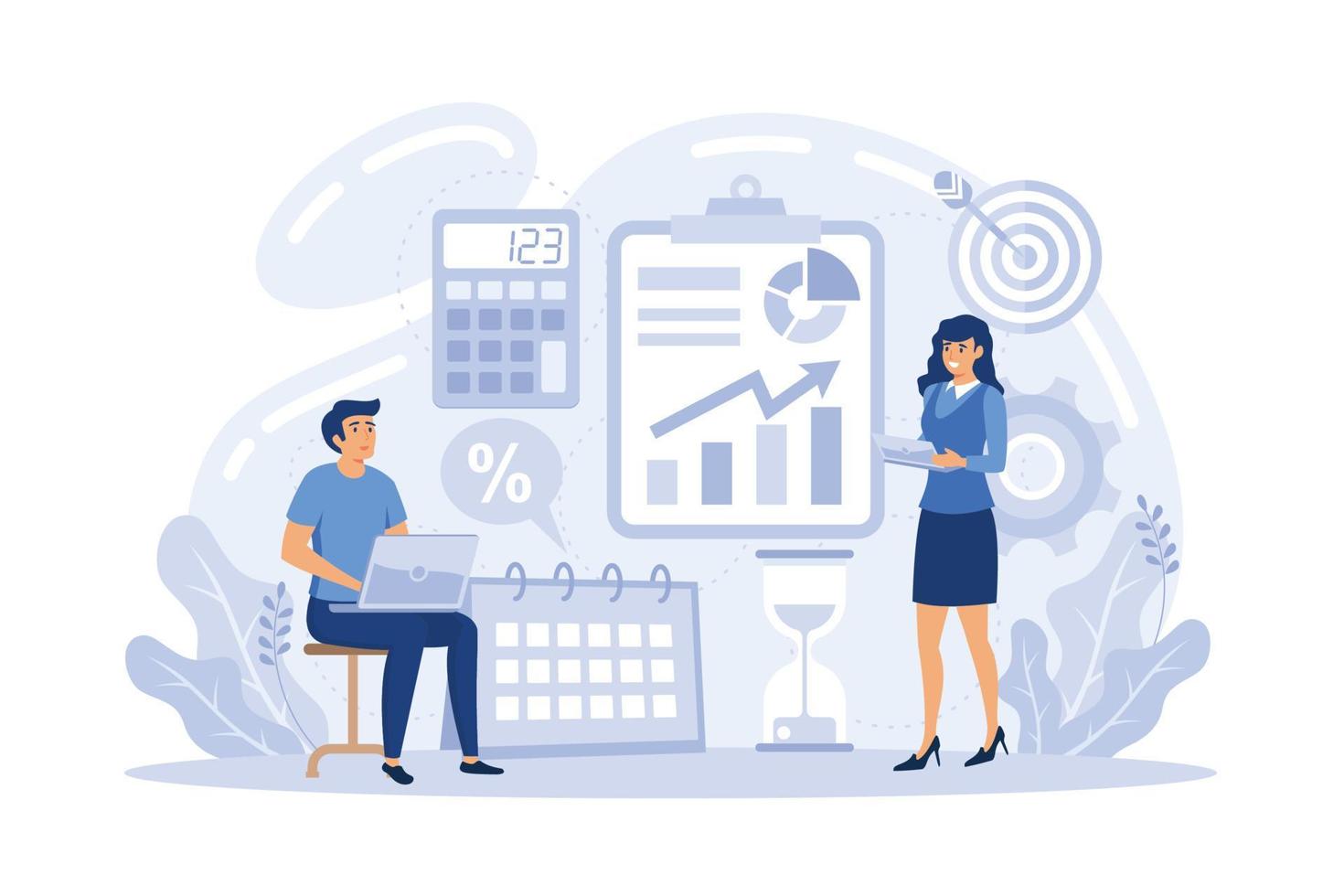 Strategic business planning abstract concept vector illustration set. Business mission, vision statement, competitive intelligence, goals and philosophy, brand success,