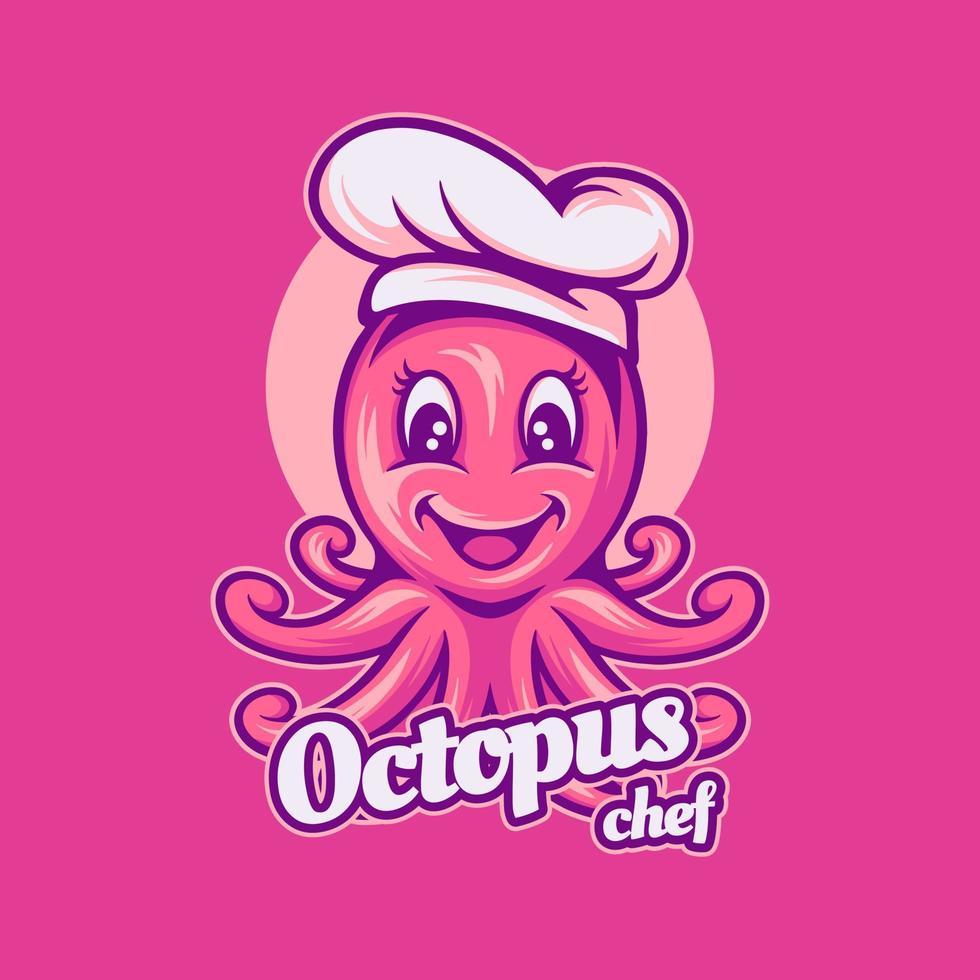 logotipo del personaje del chef pulpo vector