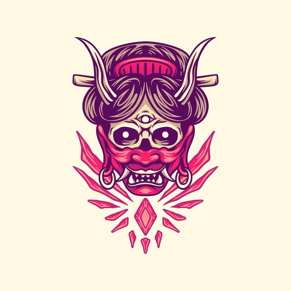 Skull Geisha Use Mask Illustration vector