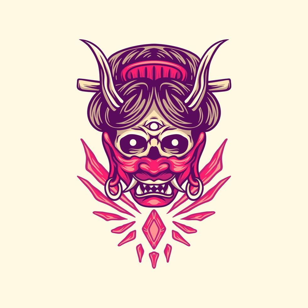 Skull Geisha Use Mask Illustration vector