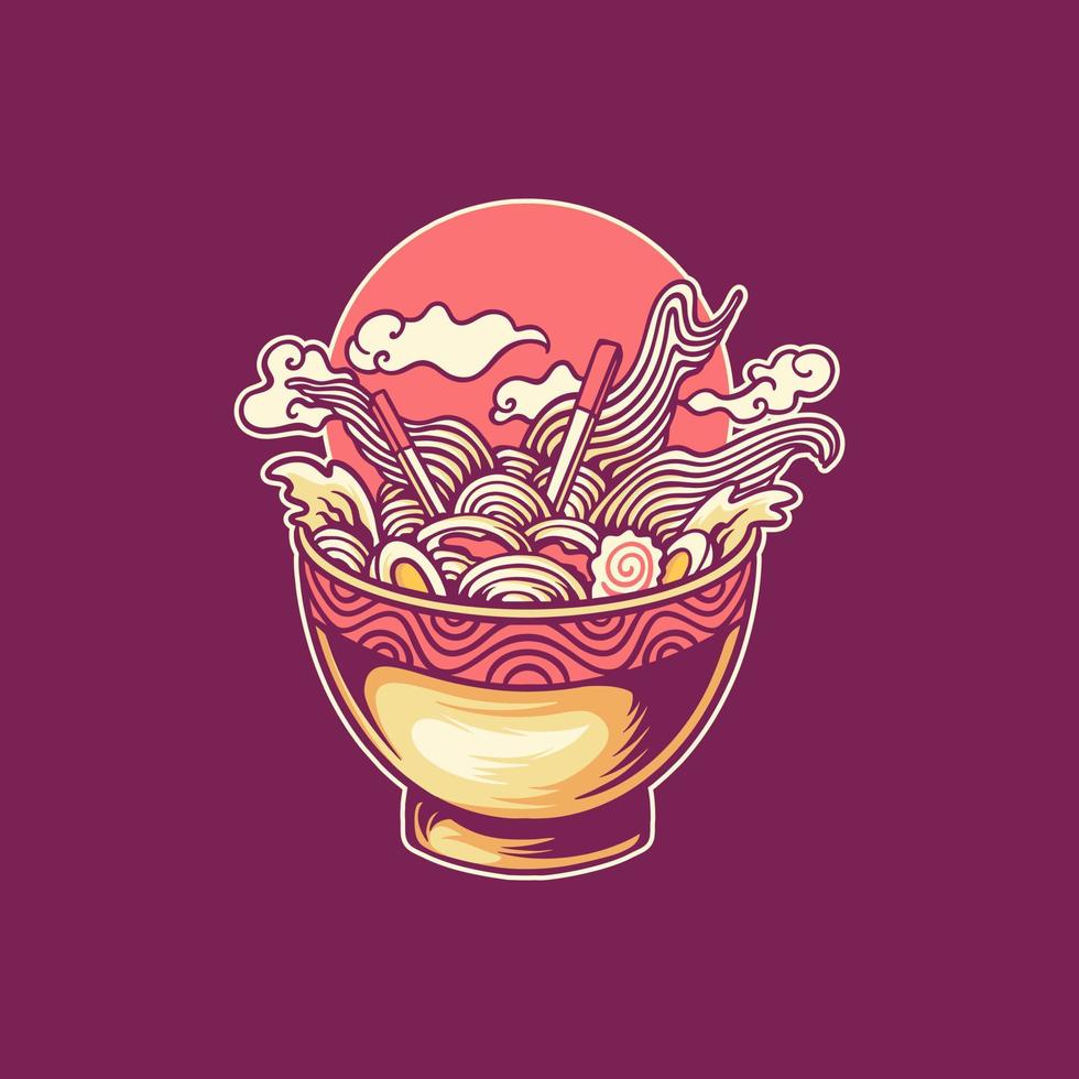 ilustración de ramen japón vector