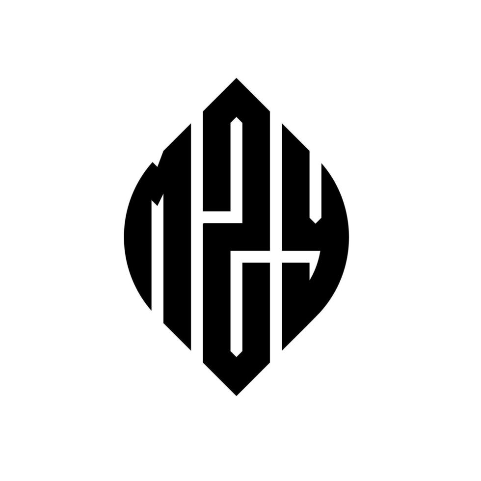 diseño de logotipo de letra de círculo mzy con forma de círculo y elipse. mzy letras elipses con estilo tipográfico. las tres iniciales forman un logo circular. vector de marca de letra de monograma abstracto del emblema del círculo mzy.