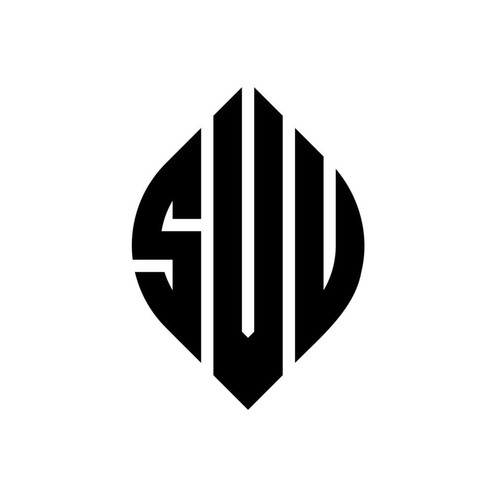 diseño de logotipo de letra de círculo svu con forma de círculo y elipse. svu letras elipses con estilo tipográfico. las tres iniciales forman un logo circular. vector de marca de letra de monograma abstracto del emblema del círculo svu.