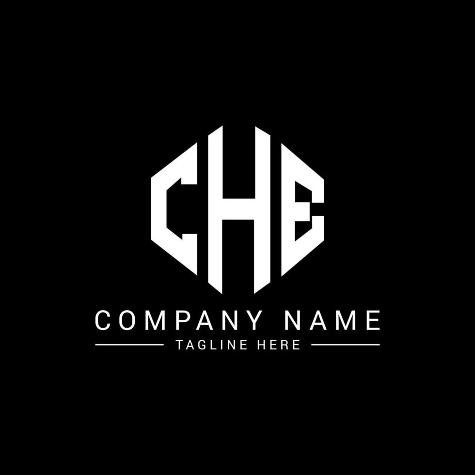 CHE letter logo design with polygon shape. CHE polygon and cube shape logo design. CHE hexagon vector logo template white and black colors. CHE monogram, business and real estate logo.
