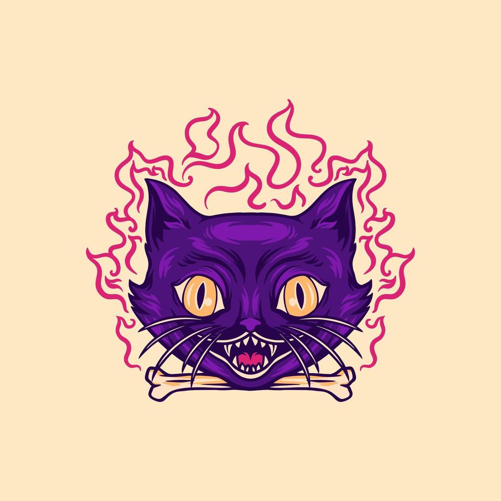 ilustración de gato de diablo aterrador vector