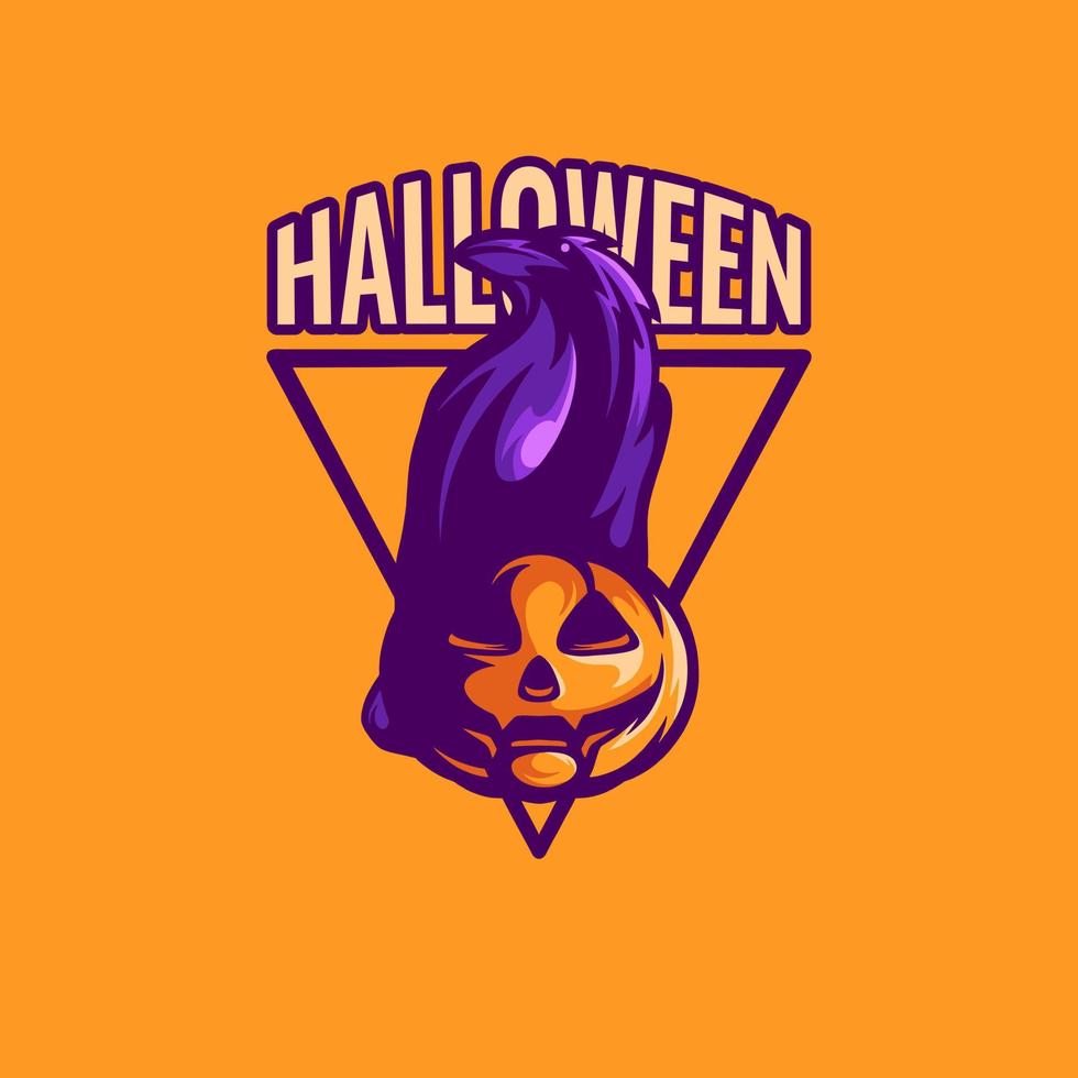 logotipo del personaje de halloween del cuervo vector