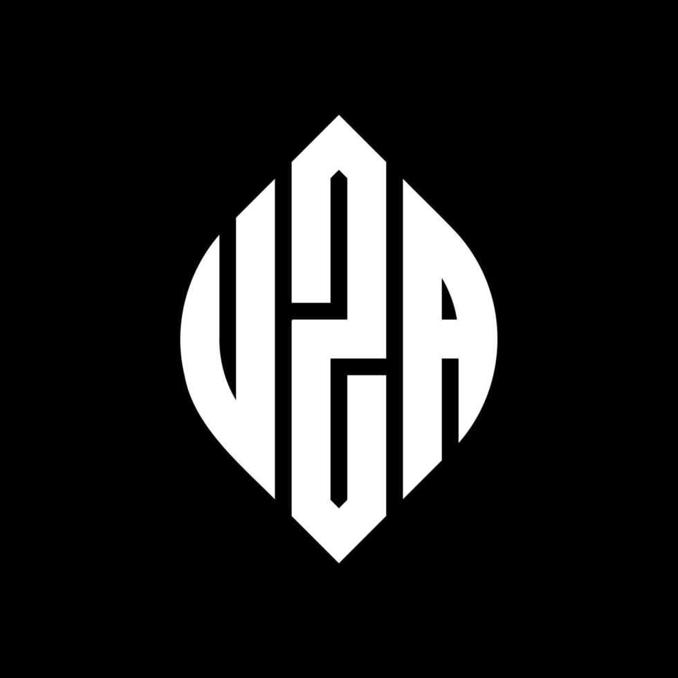 UZA circle letter logo design with circle and ellipse shape. UZA ellipse letters with typographic style. The three initials form a circle logo. UZA Circle Emblem Abstract Monogram Letter Mark Vector. vector