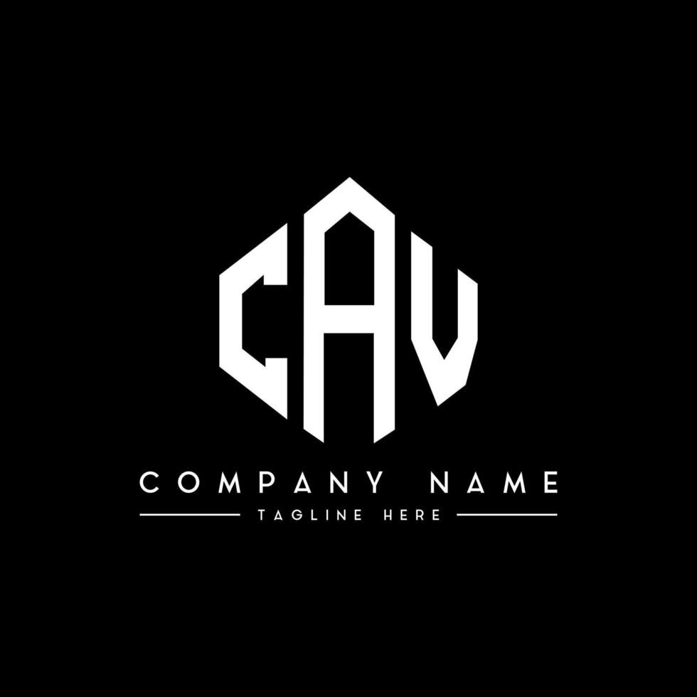 CAV letter logo design with polygon shape. CAV polygon and cube shape logo design. CAV hexagon vector logo template white and black colors. CAV monogram, business and real estate logo.