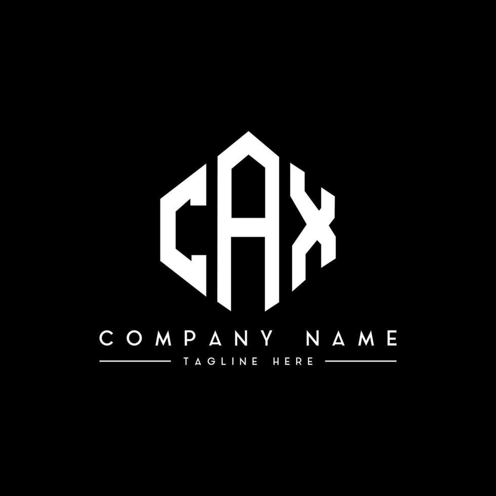 CAX letter logo design with polygon shape. CAX polygon and cube shape logo design. CAX hexagon vector logo template white and black colors. CAX monogram, business and real estate logo.