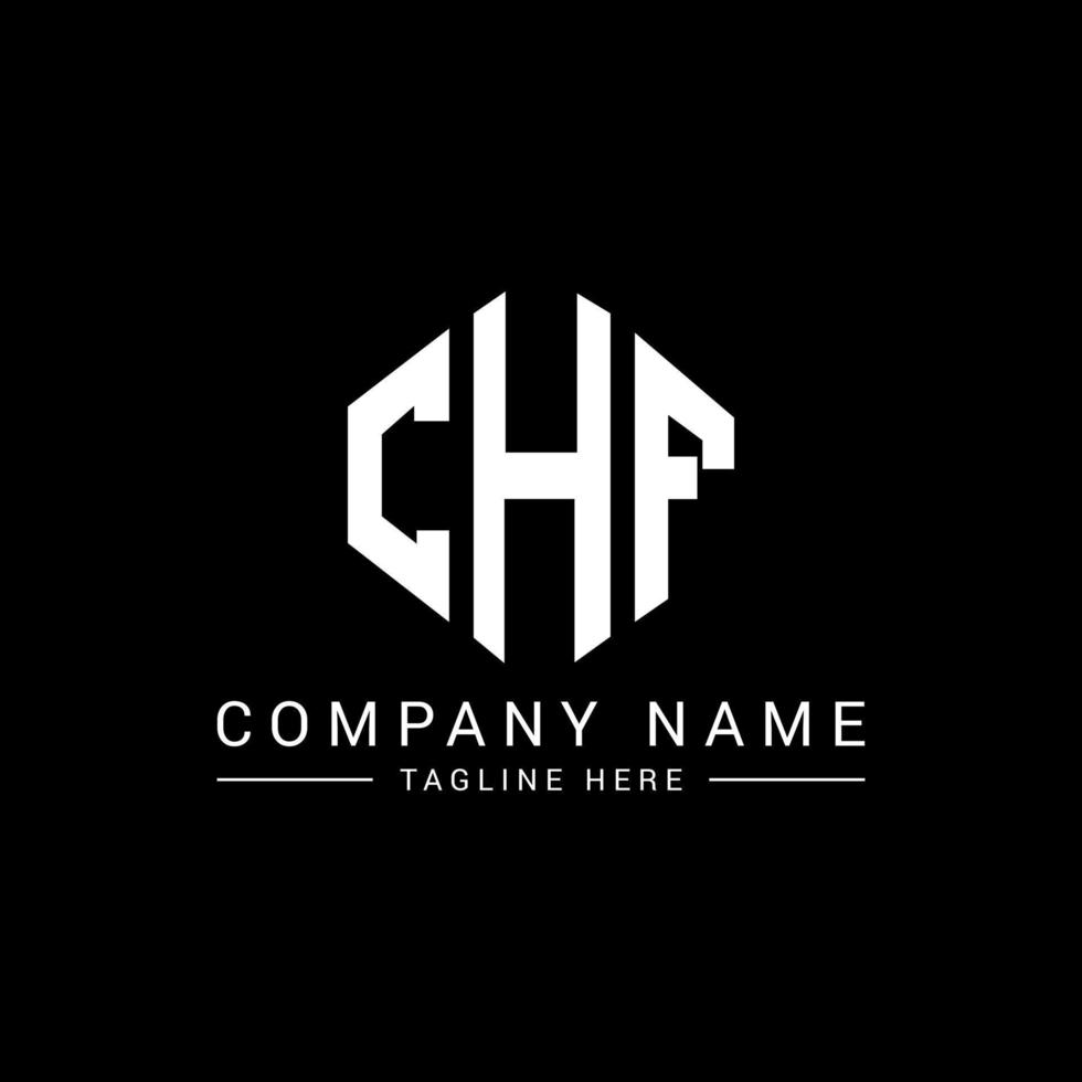 diseño de logotipo de letra chf con forma de polígono. diseño de logotipo en forma de cubo y polígono chf. chf hexágono vector logo plantilla colores blanco y negro. monograma chf, logotipo comercial y inmobiliario.