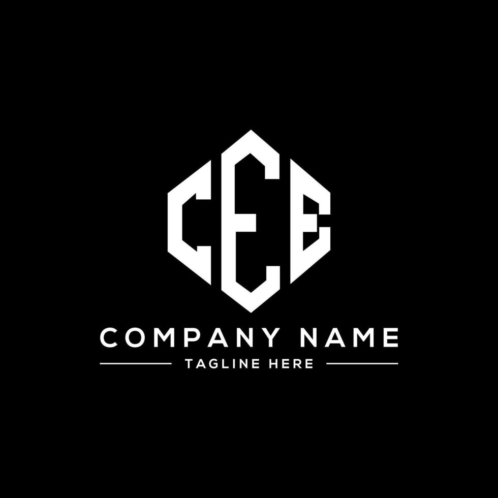 CEE letter logo design with polygon shape. CEE polygon and cube shape logo design. CEE hexagon vector logo template white and black colors. CEE monogram, business and real estate logo.