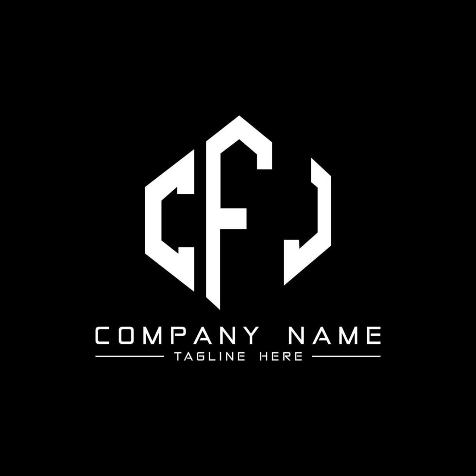 CFJ letter logo design with polygon shape. CFJ polygon and cube shape logo design. CFJ hexagon vector logo template white and black colors. CFJ monogram, business and real estate logo.