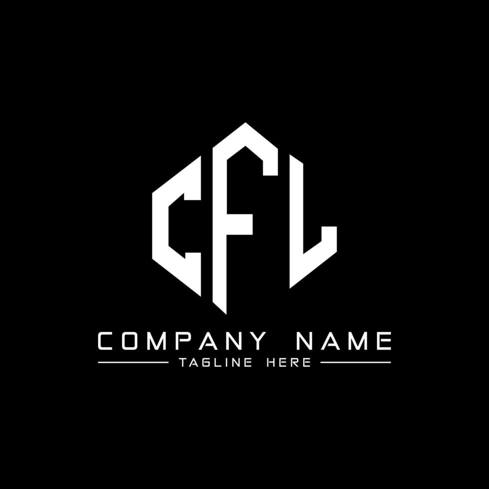 CFL letter logo design with polygon shape. CFL polygon and cube shape logo design. CFL hexagon vector logo template white and black colors. CFL monogram, business and real estate logo.