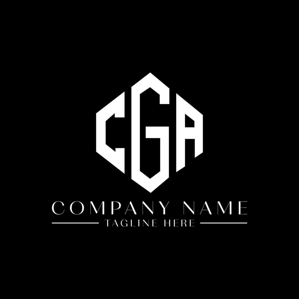 CGA letter logo design with polygon shape. CGA polygon and cube shape logo design. CGA hexagon vector logo template white and black colors. CGA monogram, business and real estate logo.